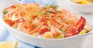 Gratin de fruits de mer aux poisson blanc scampis et crevettes