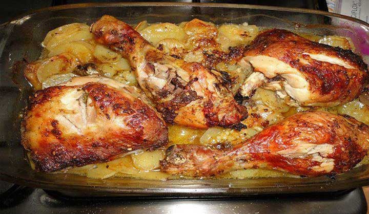 Poulet au four aux pommes de terre