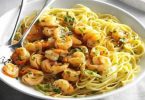 Spaghetti aux crevettes au citron et ail